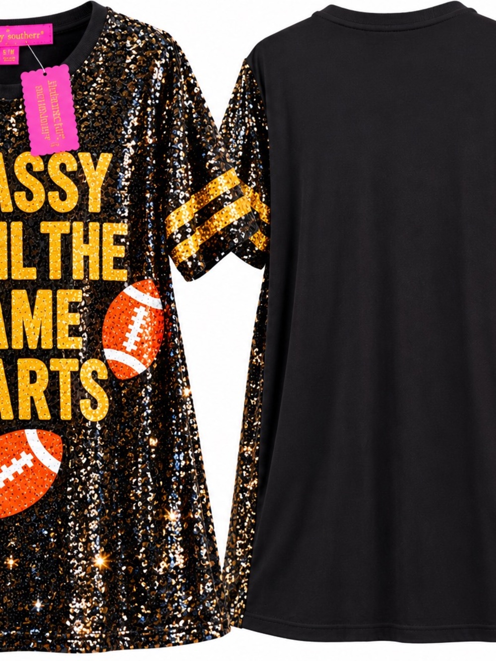 NWT Simply Southern Sequin Football Tunic -Dress   S/M